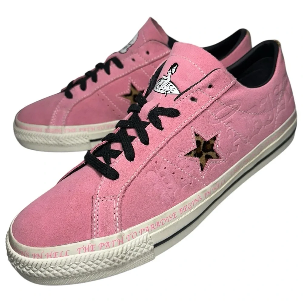 Converse One Star Sz 11.5 Pink Suede Paradise Leopard Pro Ox Sean Pablo Sneakers - Picture 2 of 13